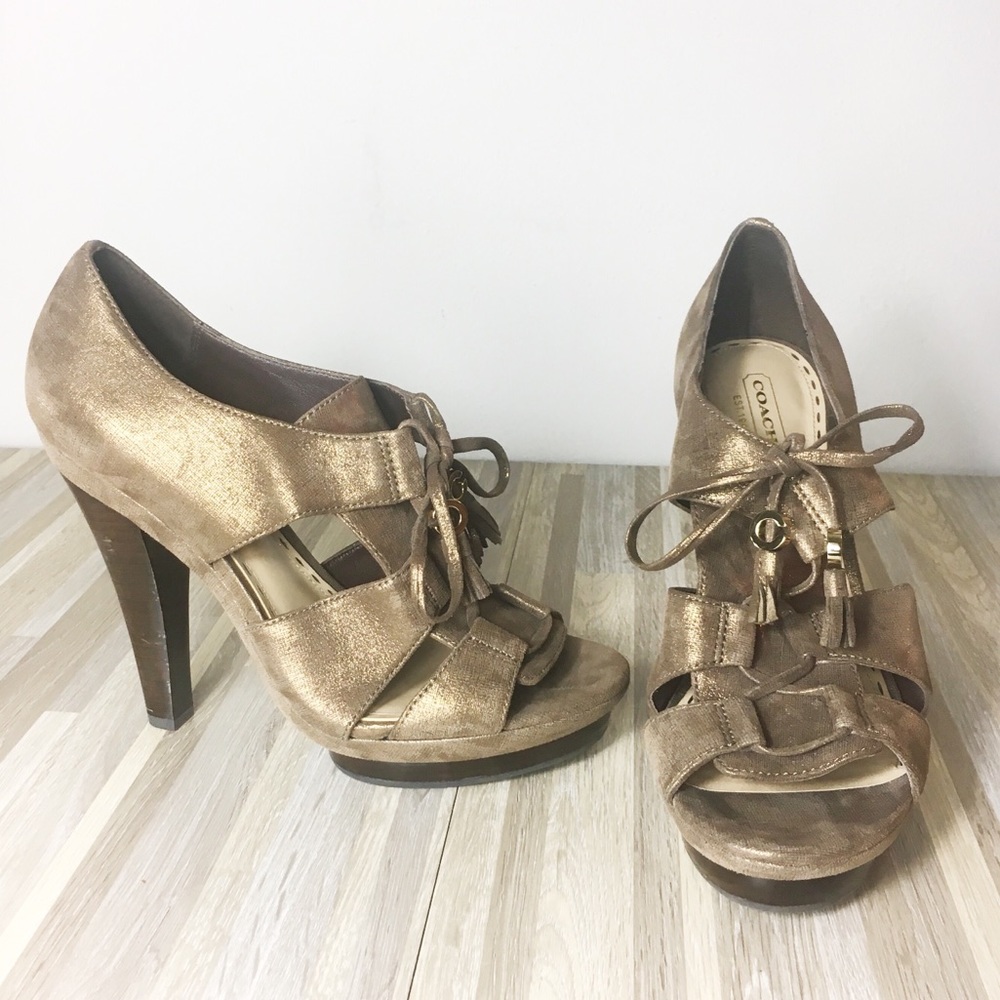 Coach Metallic Bronze Heels